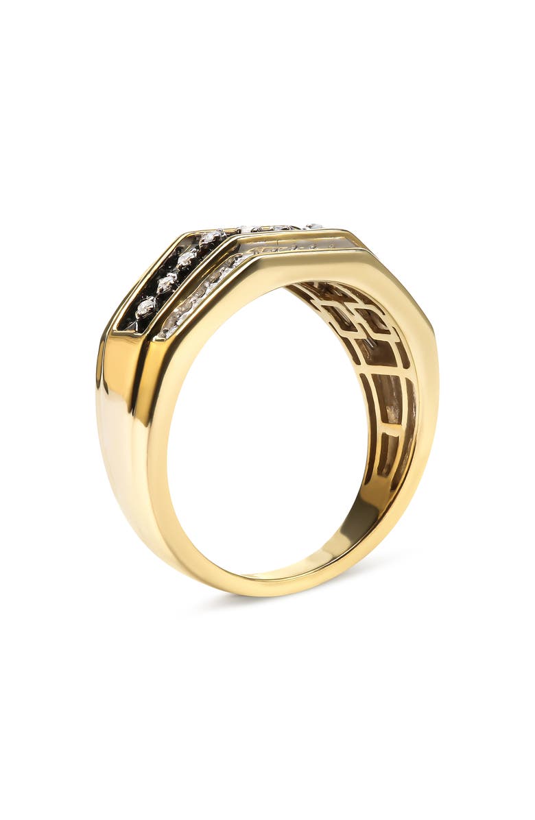 Haus of Brilliance Men's Yellow Gold Plated Silver 1 1/2 Ctw White and Black Diamond Cluster Ring, Alternate, color, Yellow Gold Over Silver