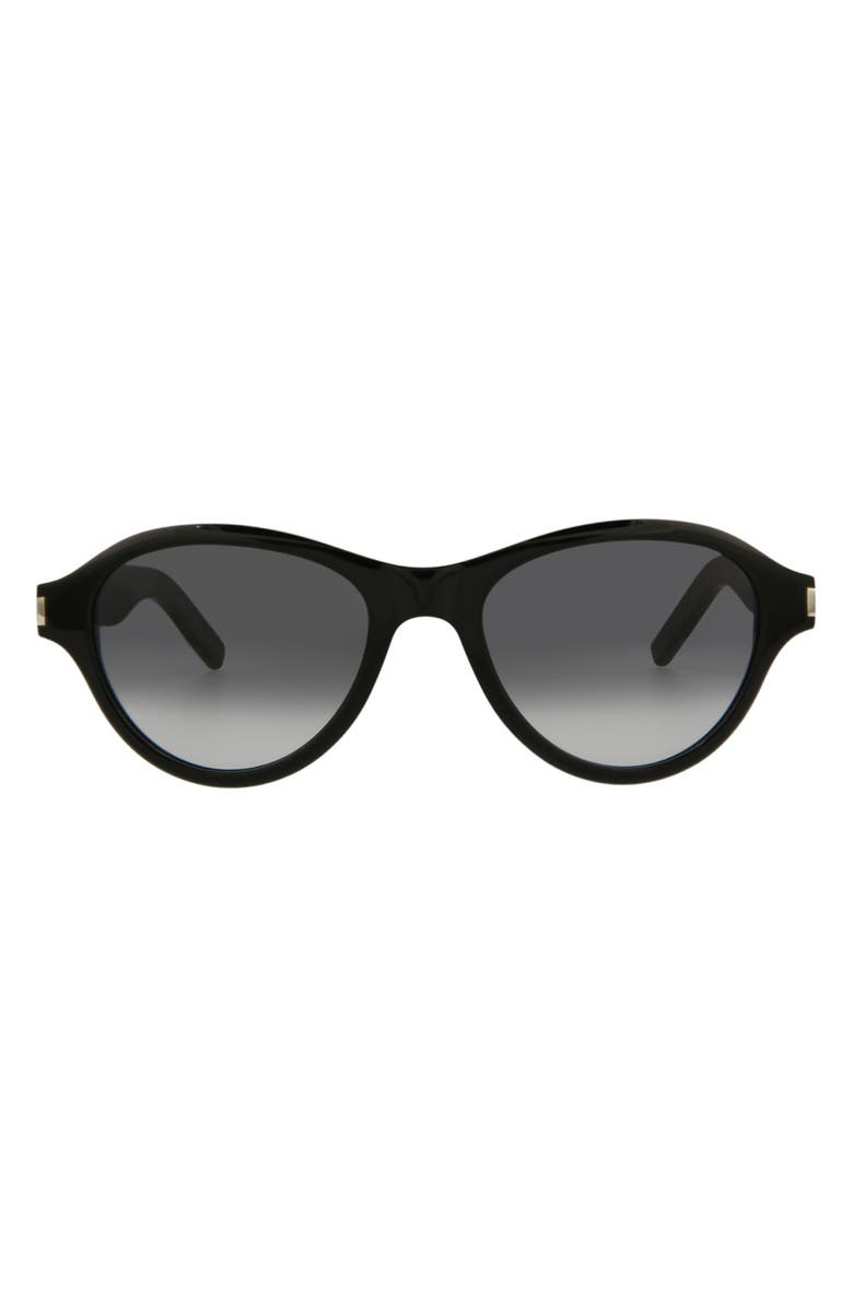 Saint Laurent 51mm Gradient Oval Sunglasses, Main, color, Black Black Grey