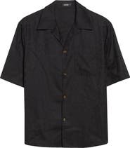 Versace Barocco Jacquard Cotton Poplin Camp Shirt