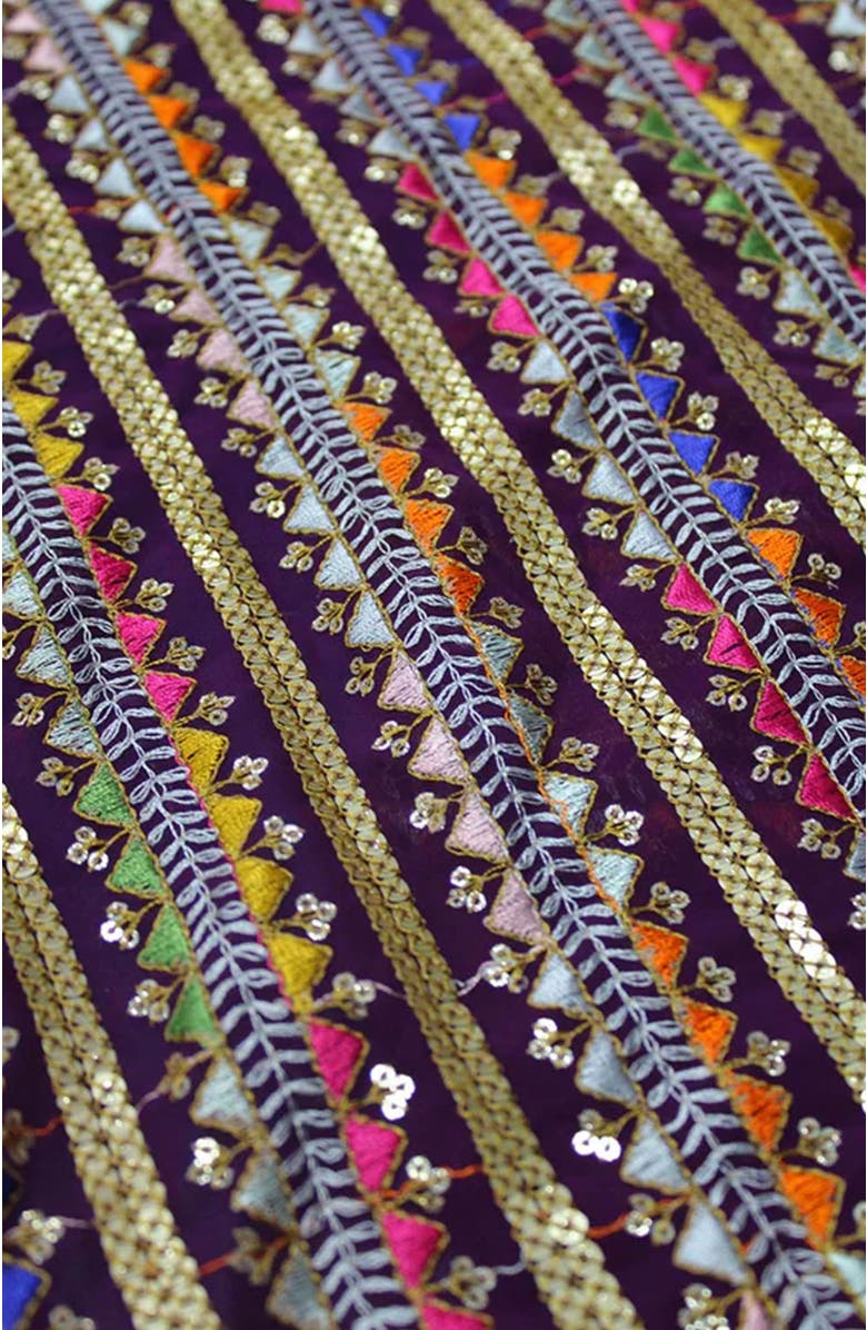 One Minute Saree<sup>®</sup> Bianca Burgundy Georgette Embellished shimmer Readymade Saree Blouse for Women, Alternate, color, 