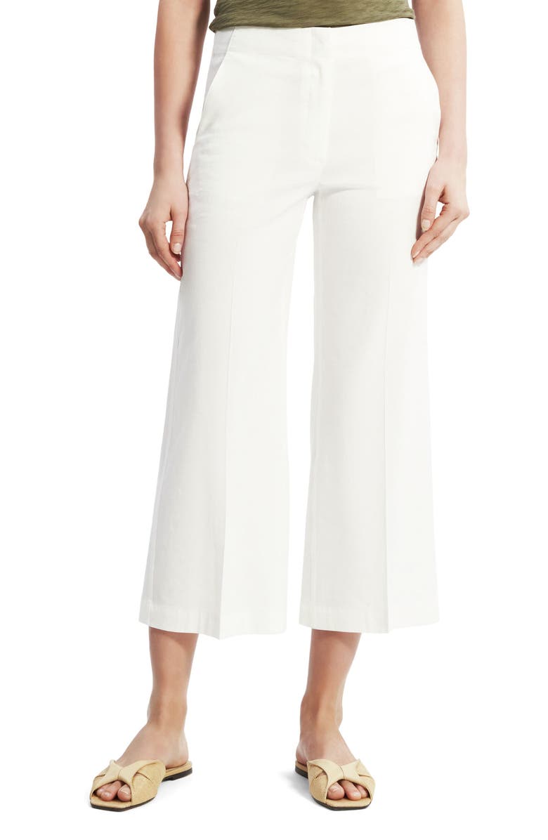 Theory Clean Terena Crop Wide Leg Linen Blend Pants, Main, color, White