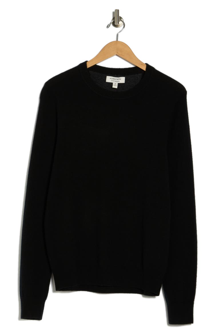 Cashmere Crewneck Sweater, Alternate, color, BLACK CAVIAR