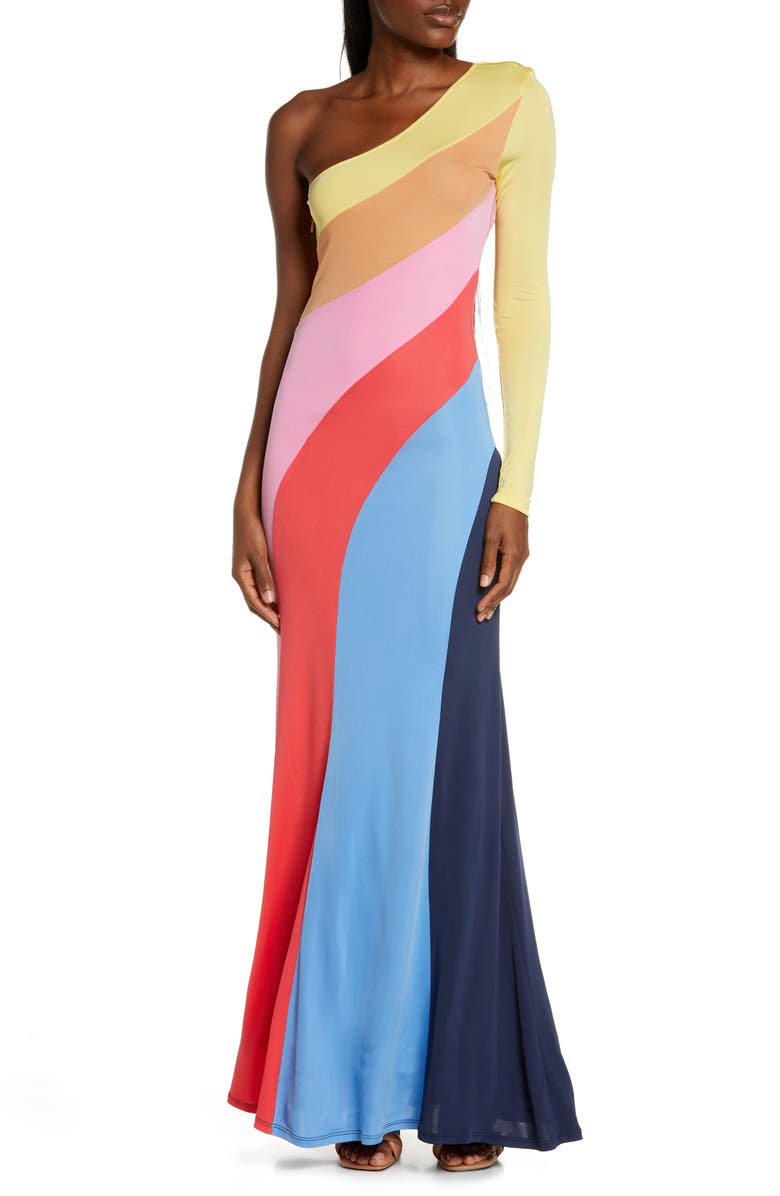 STAUD Serena One-Shoulder Long Sleeve Dress | Nordstrom