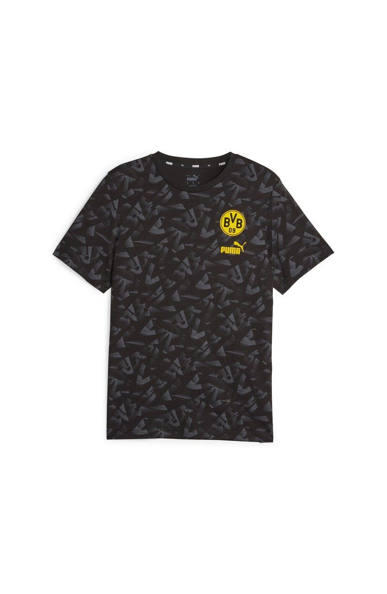 PUMA Men's Puma  Black Borussia Dortmund FtblCore Allover Print T-Shirt, Alternate, color, 