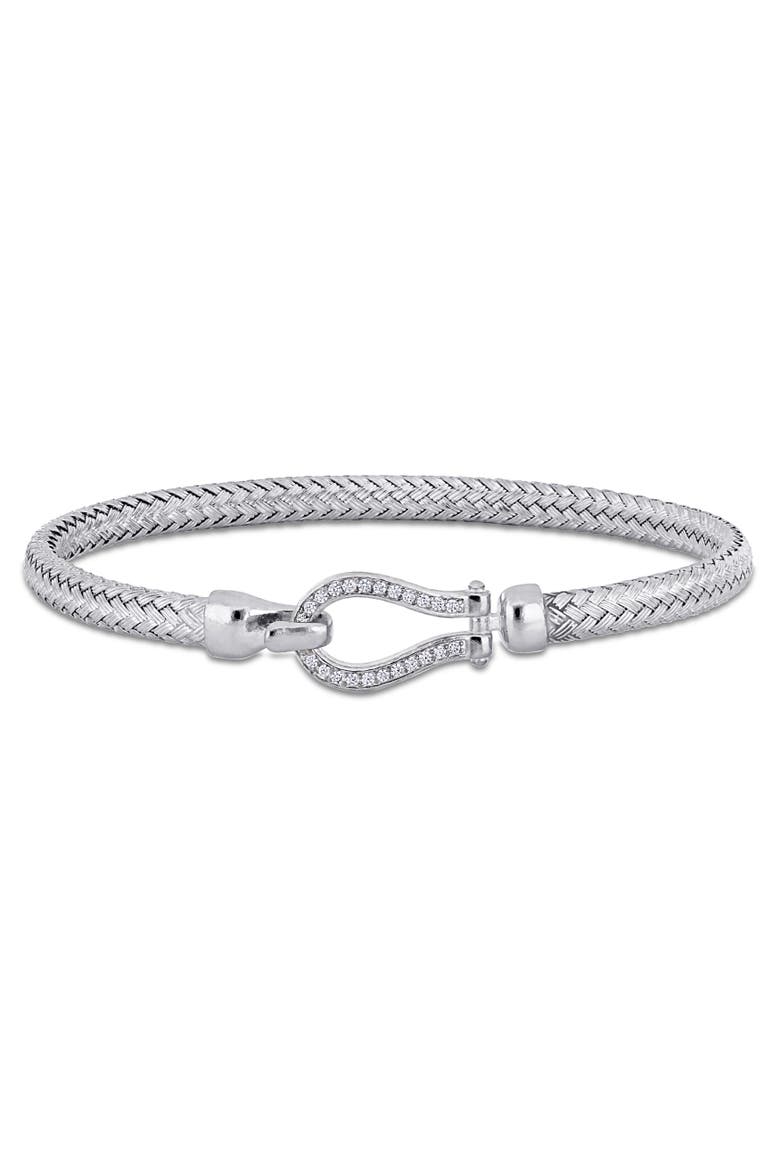 Cubic Zirconia Weave Bangle Bracelet Sterling Silver, Main, color, Sterling Silver
