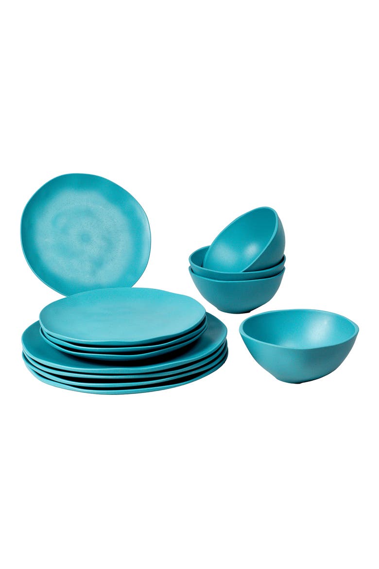 Organic Coupe Wheat Set of Twelve Melamine Dinnerware Set, Main, color, BLUE