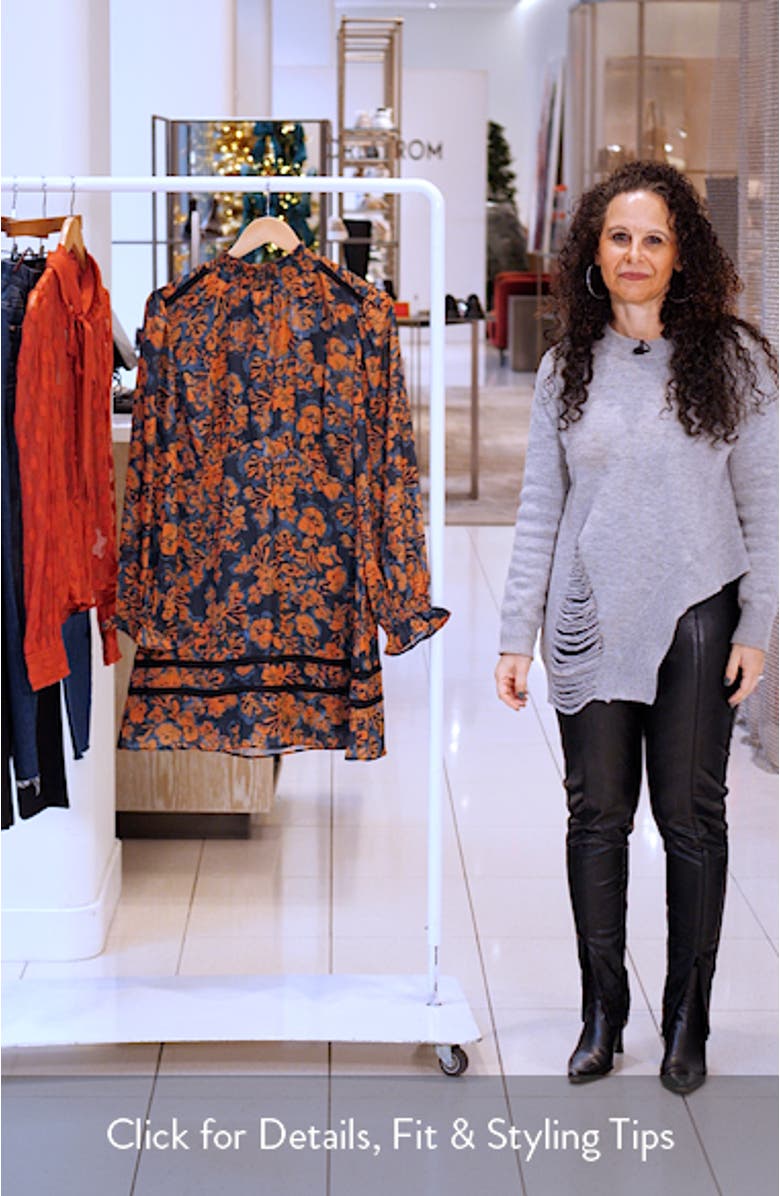 Embers Bloom Floral Print Long Sleeve Minidress, sales video thumbnail