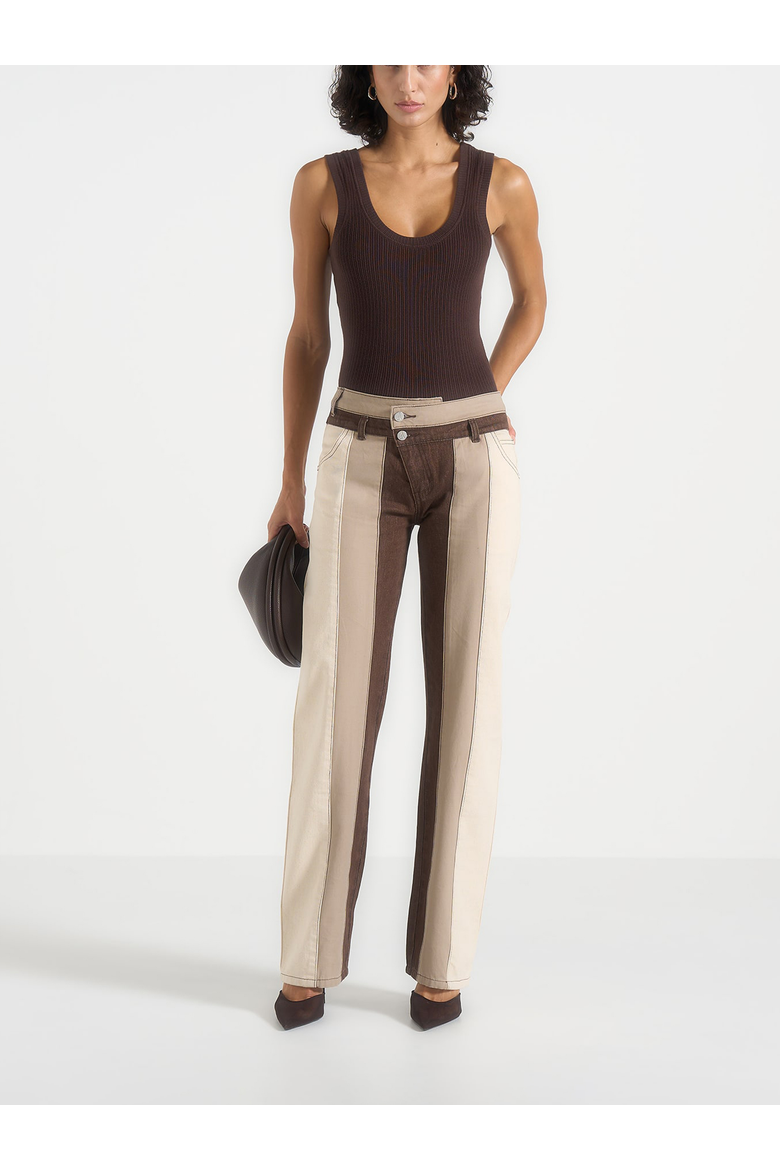 Jacinda Colour Block Straight Leg Jeans, Alternate, color, Brown