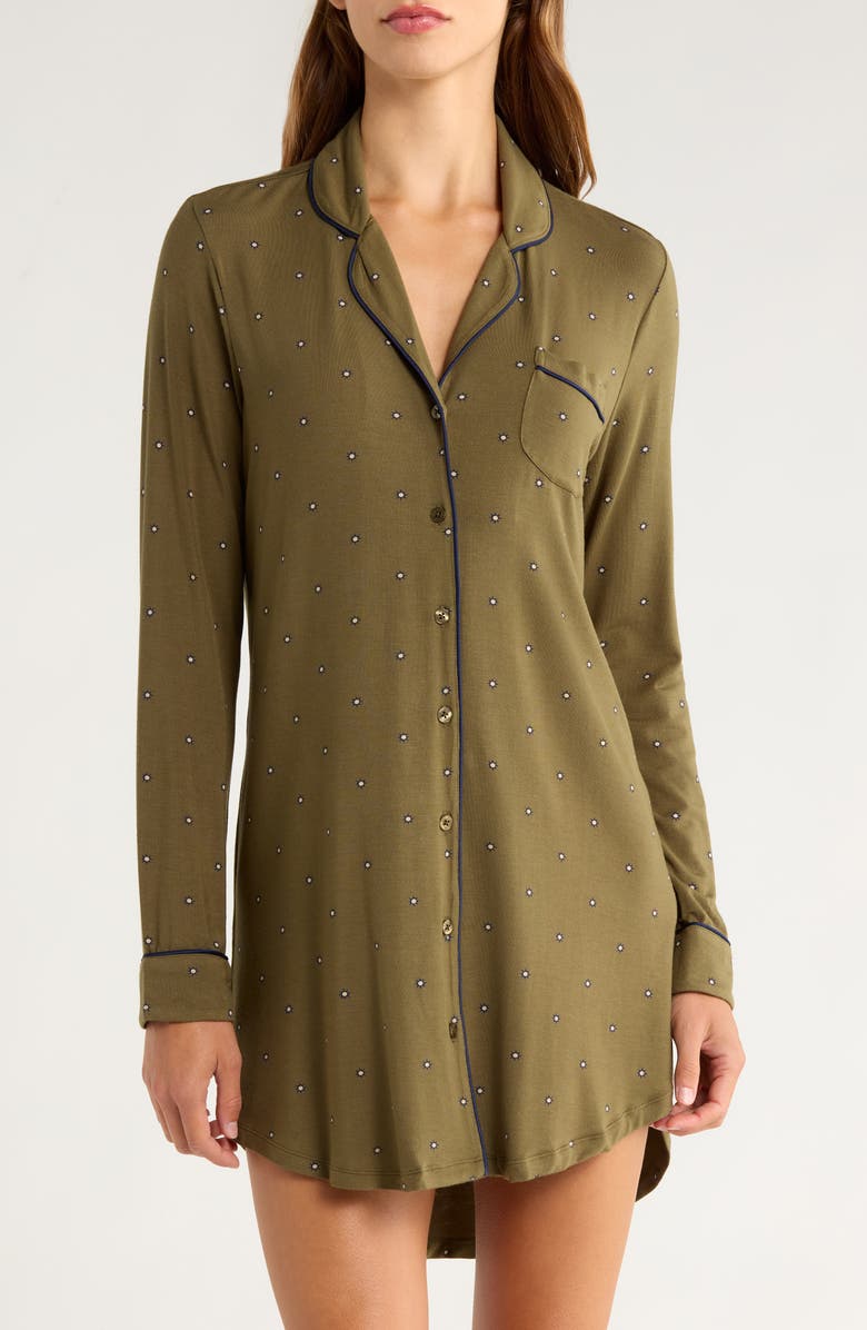 Nordstrom Moonlight Eco Nightshirt, Main, color, Olive Starburst Geo