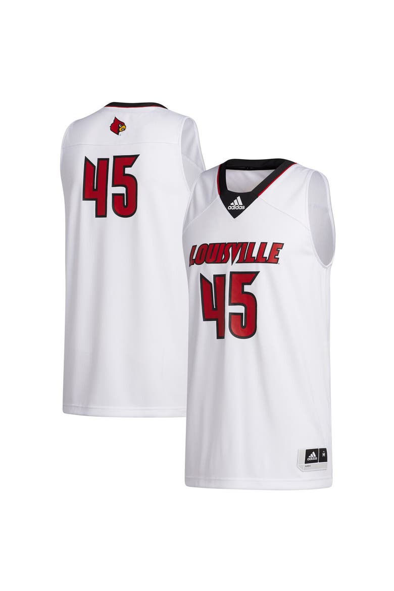 Men's adidas #45 White Louisville Cardinals Swingman Jersey, Main, color, White