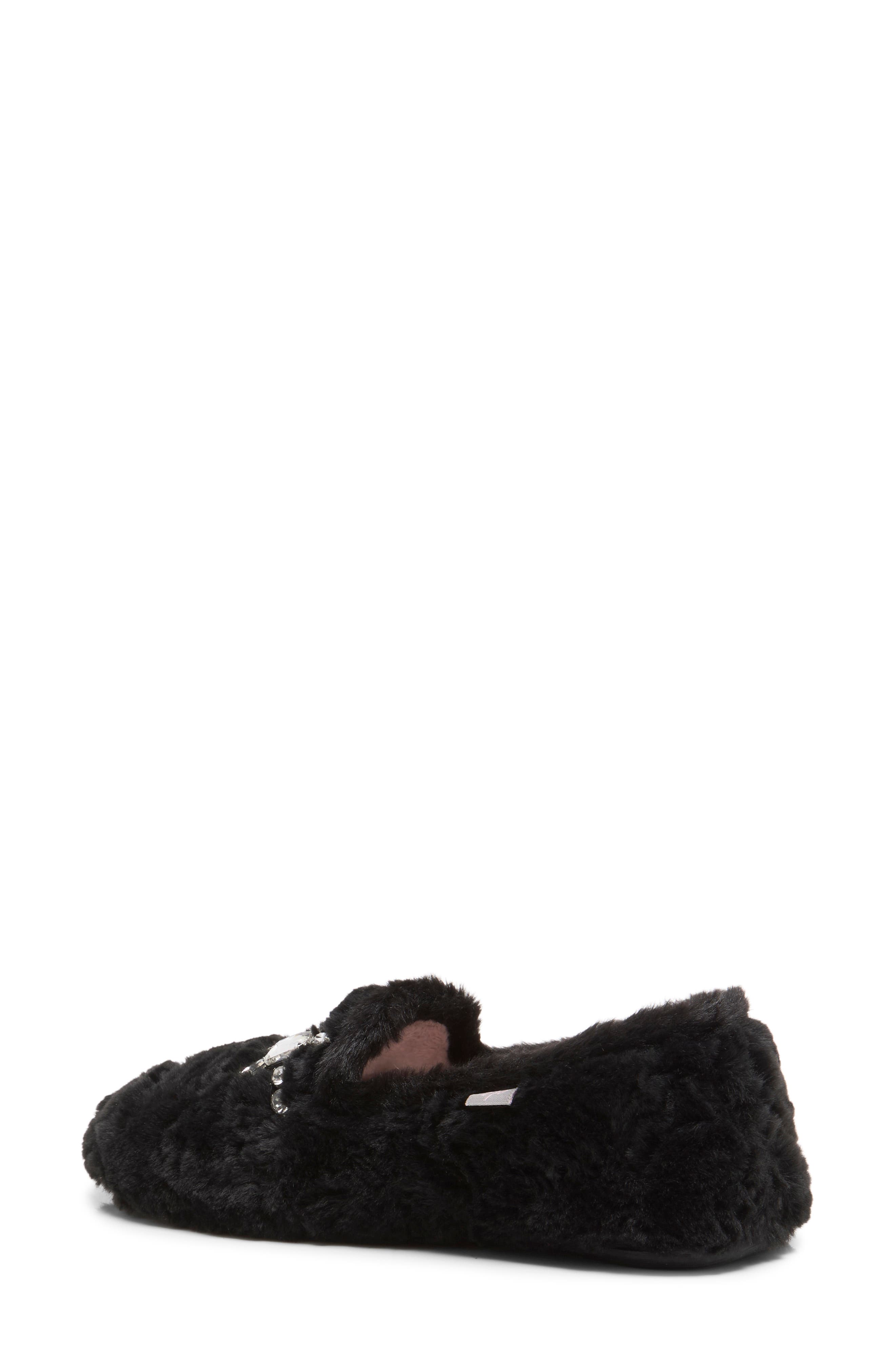 Slumber Party Faux Fur Loafer Slipper, Alternate, color, BLACK