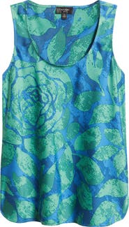 Tahari ASL Print Hammered Satin Sleeveless Top