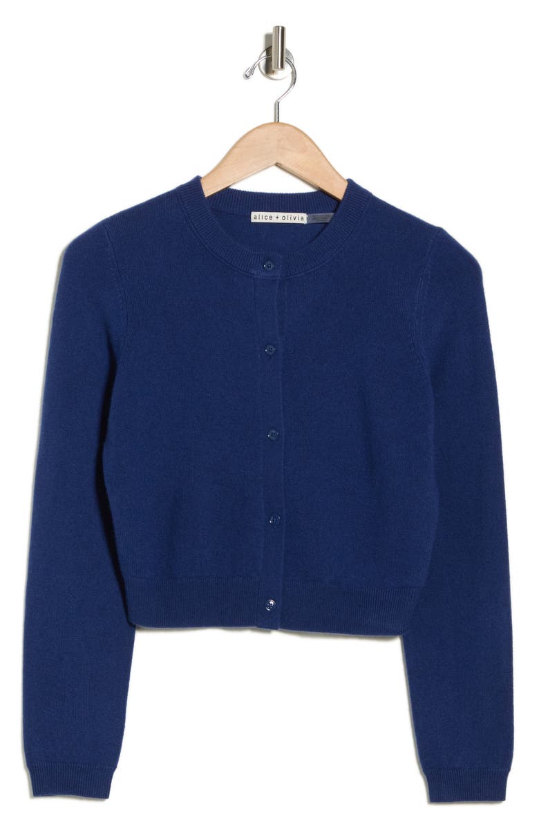 Alice + Olivia Dollie Crop Cashmere Blend Cardigan, Alternate, color, Indigo