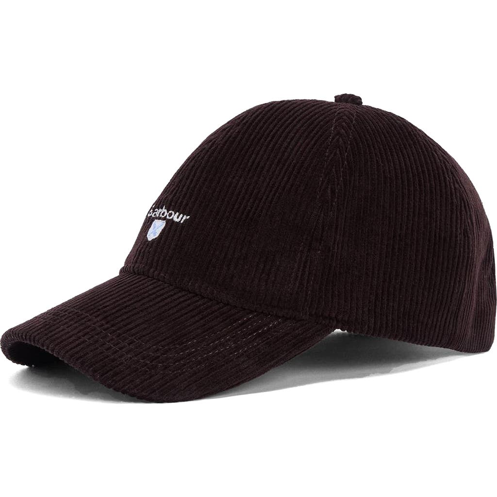Barbour Preston Adjustable Corduroy Baseball Cap In Black