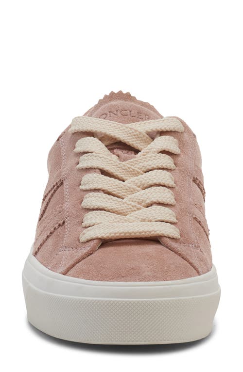 Moncler Monaco Suede Low-top Sneakers In Rose Dust
