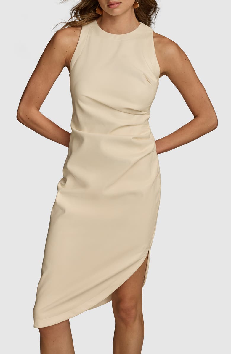 Donna Karan New York Asymmetric Hem Faux Leather Dress, Alternate, color,