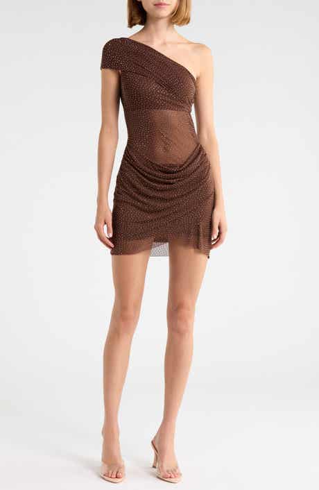 Adriessa Sheer One-Shoulder Long Sleeve Minidress