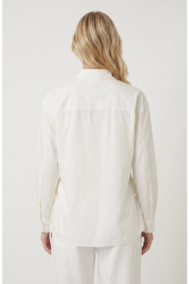 Side Drawstring Detail Button-Up Shirt, Alternate, color, Ivory