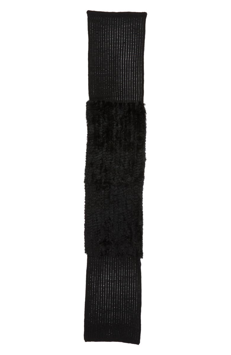 La Fiorentina Genuine Rabbit Fur & Acrylic Knit Scarf, Alternate, color, 