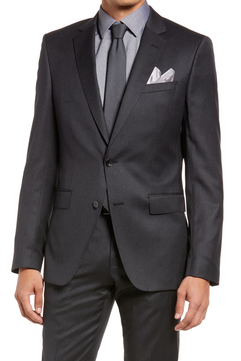 Slim Fit Solid Wool Suit Jacket, Main, color, DK GY