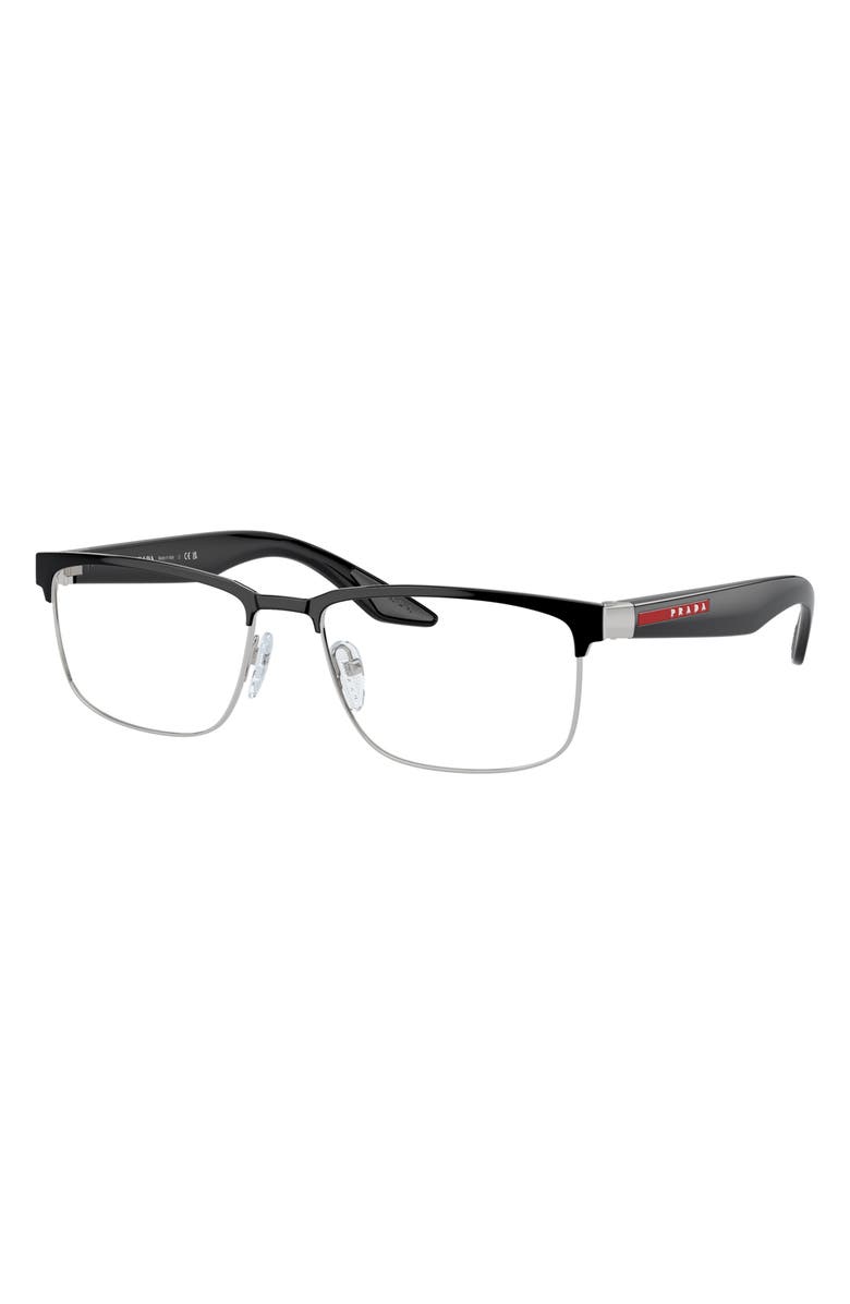 Prada Linea Rossa 56mm Rectangular Optical Glasses, Alternate, color, 