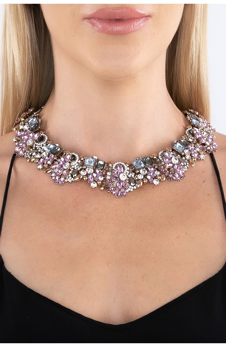 EYE CANDY LOS ANGELES Purple Ivy Crystal Collar Necklace, Alternate, color, Gold