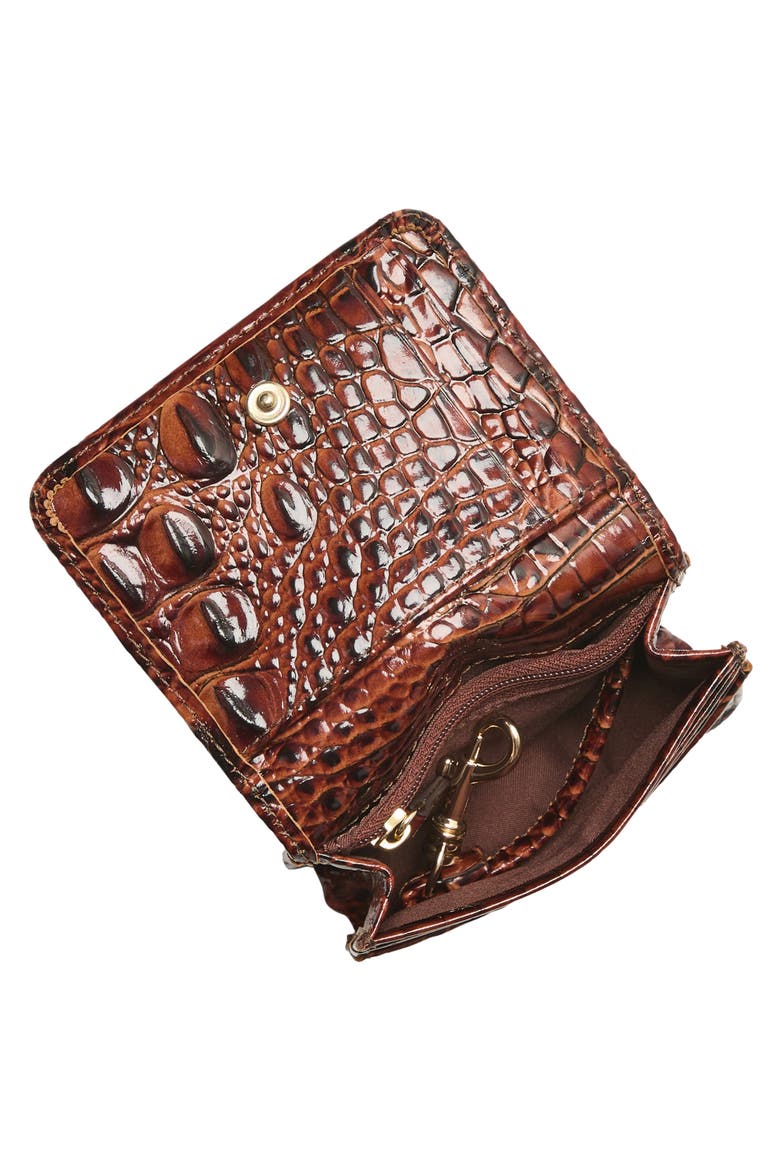 Clementine Embossed Leather Card Case, Alternate, color, PECAN MELBOURNE