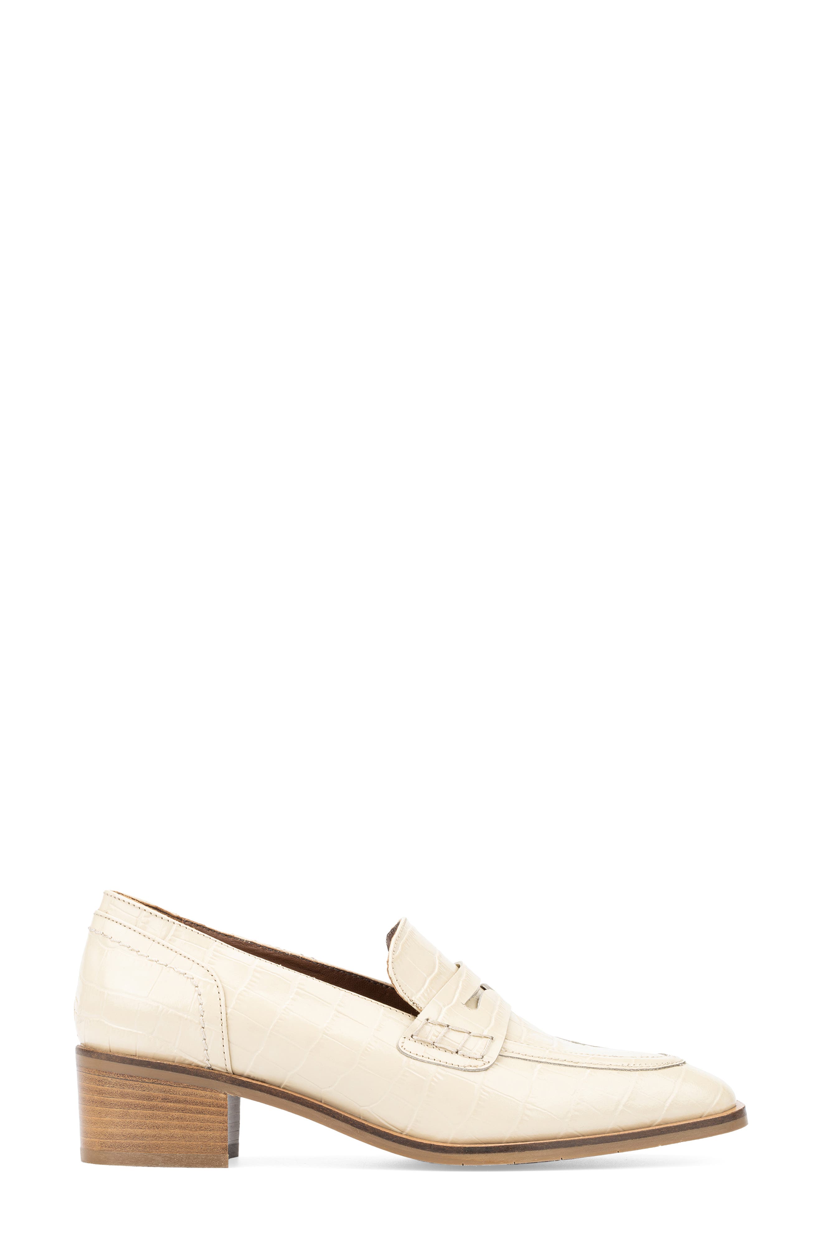 Riya Croc Embossed Penny Loafer, Alternate, color, BEIGE