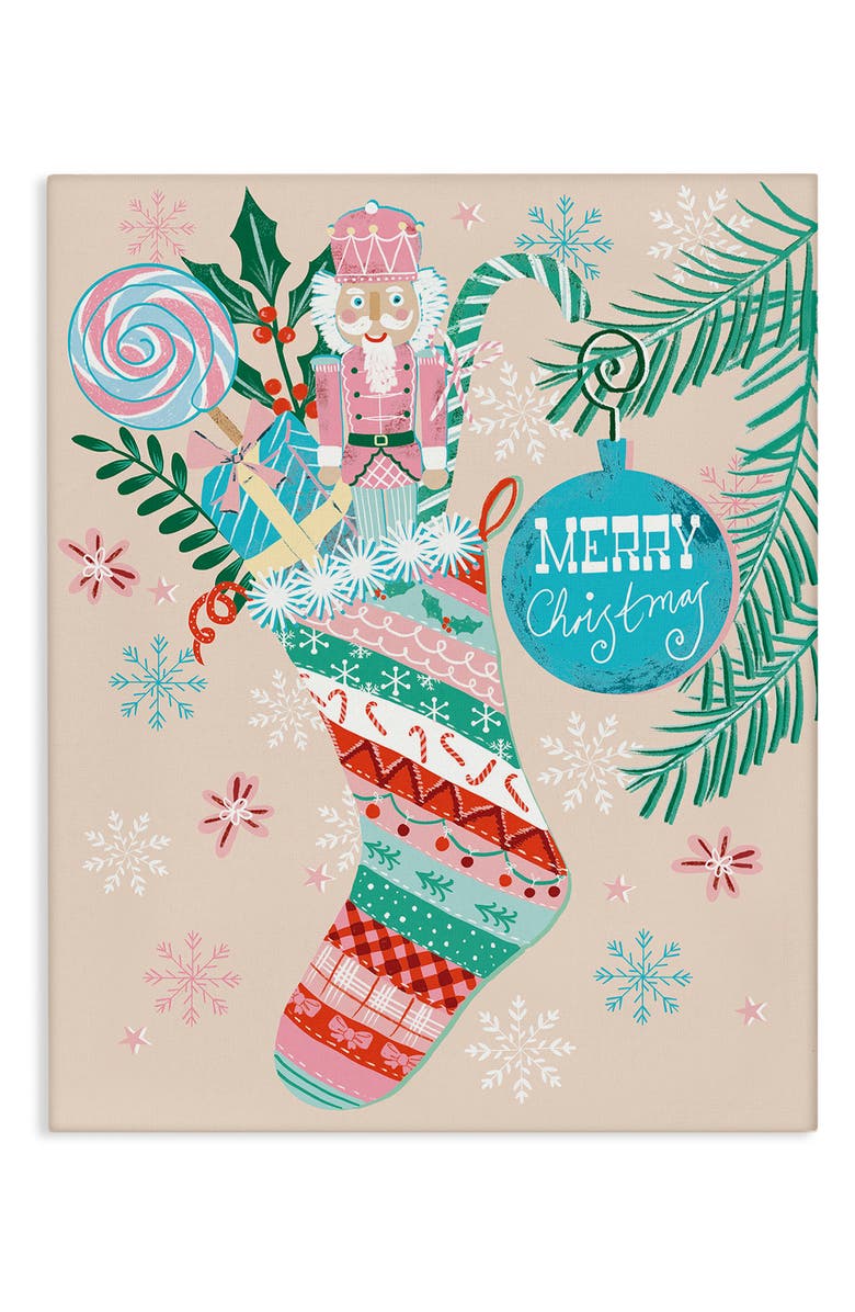 Stupell Industries Festive Stockings Canvas Wall Art, Main, color, Multi-Color