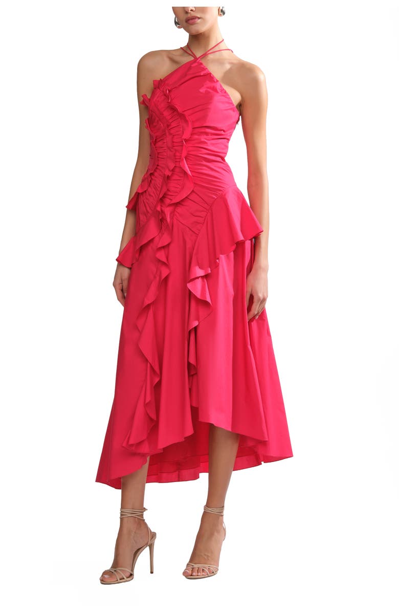 AMUR Ottavia ruffle dress, Alternate, color, Solstice Red