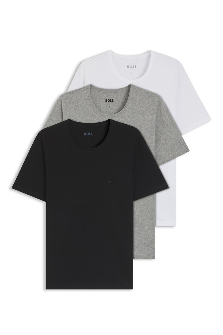 3-Pack Cotton Crewneck Undershirts, Alternate, color, GREEN MULTI