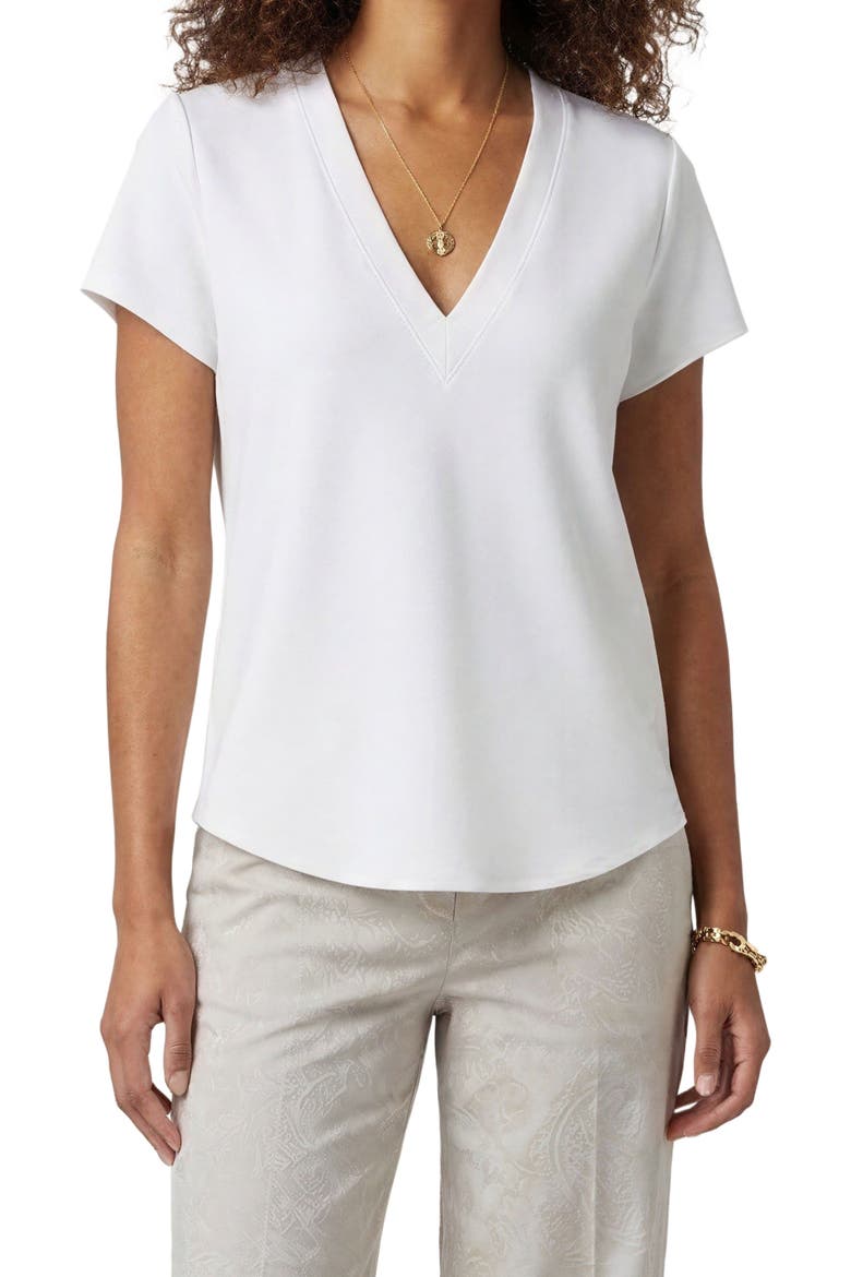 Paisley Explosion Womens V-neck Printed Top, Alternate, color, PAISLEY EXPLOSION IVORY