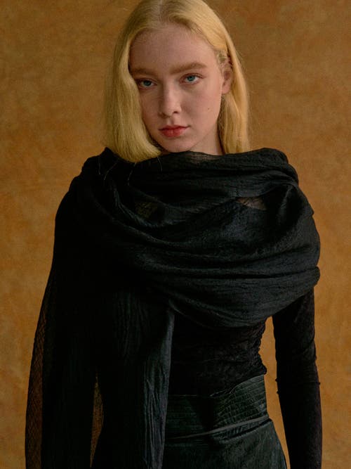 Lost Pattern Nyc "featherlight" Oversized Cashmere Scarf In Black