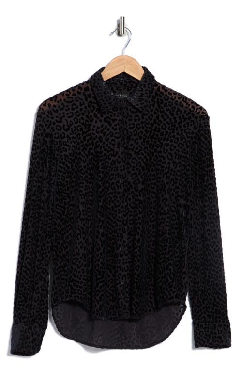 Rag & Bone Lima Burnout High-low Button-up Shirt In Black