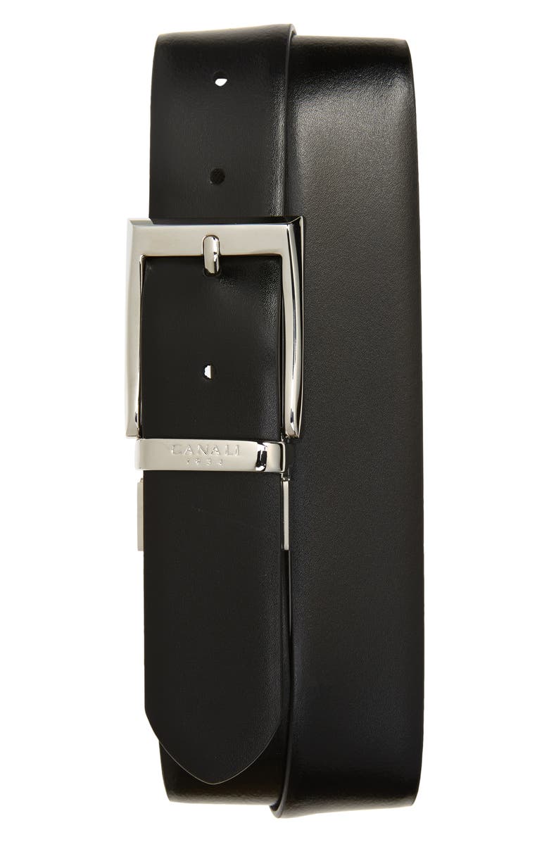 Canali Reversible Calfskin Leather Belt, Alternate, color, Brown