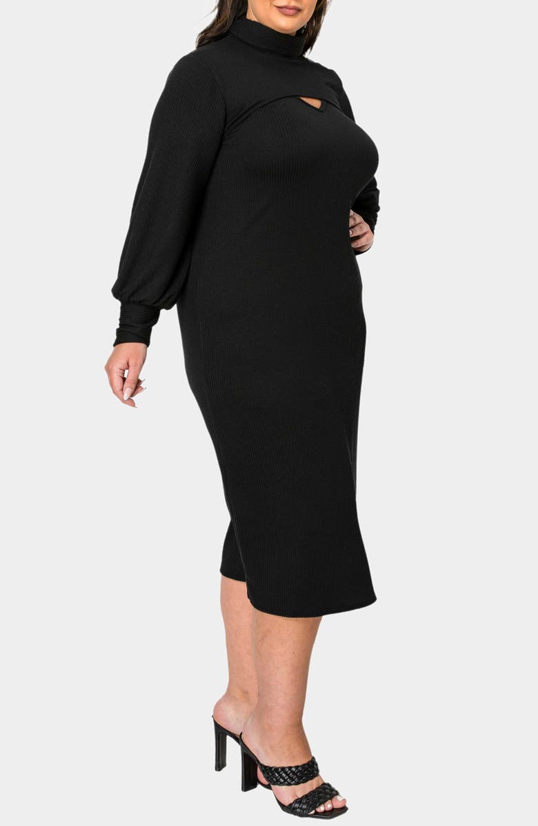 L I V D Aster Plissé Two-Piece Sweater Dress, Alternate, color, Black