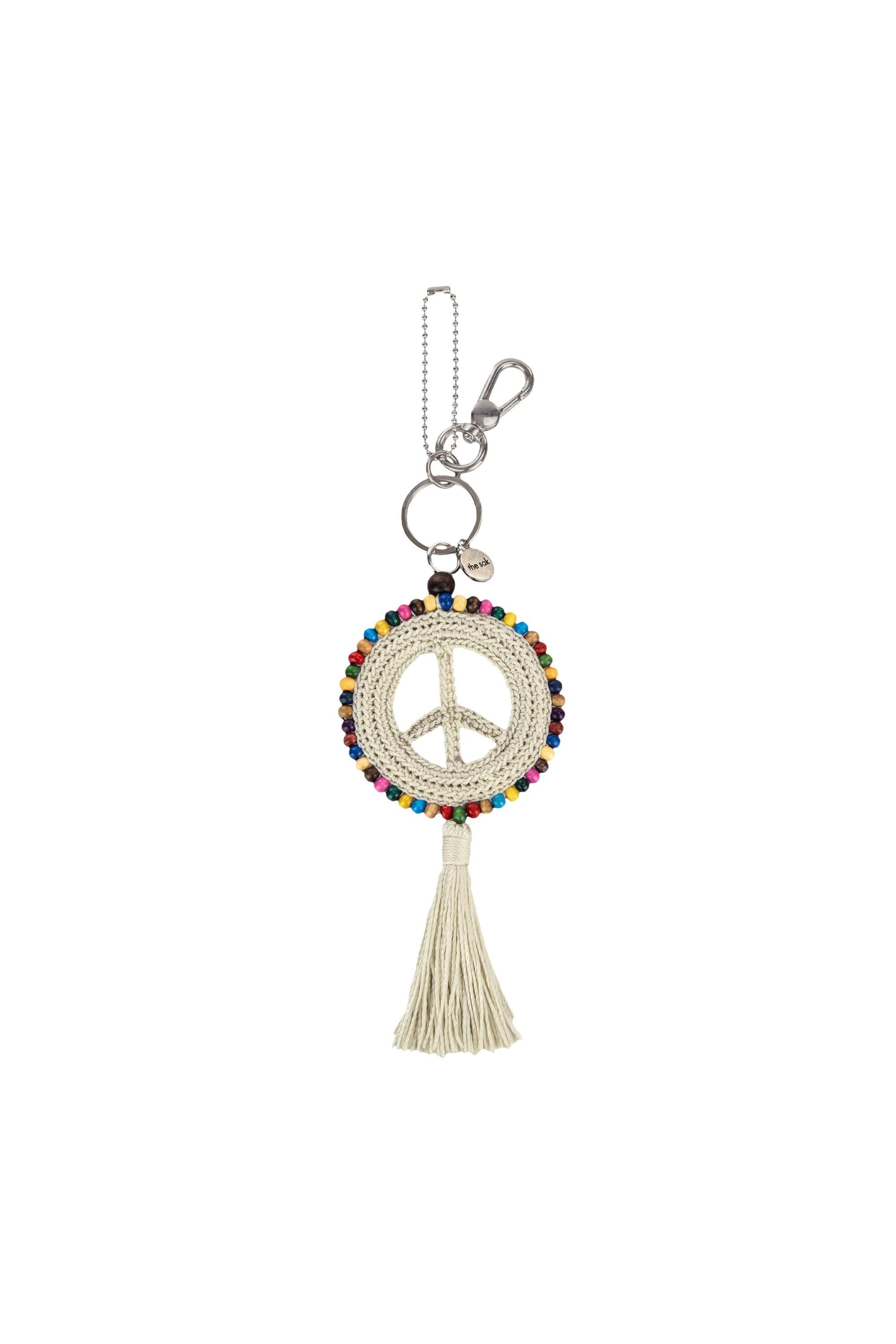 Yarnicharmz Crochet Peace Dangle, Alternate, color, Natural