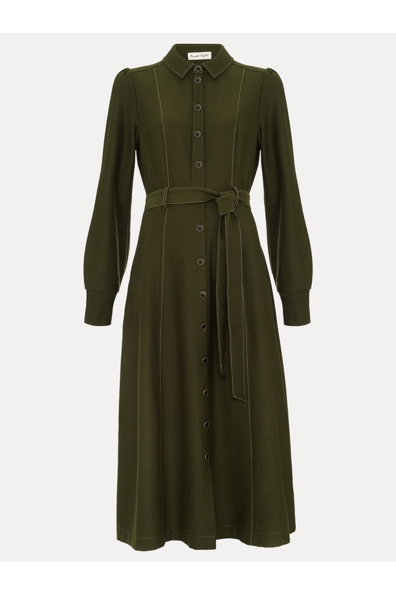 Avenly Long Sleeve Belted Shirt Dress, Alternate, color, Green