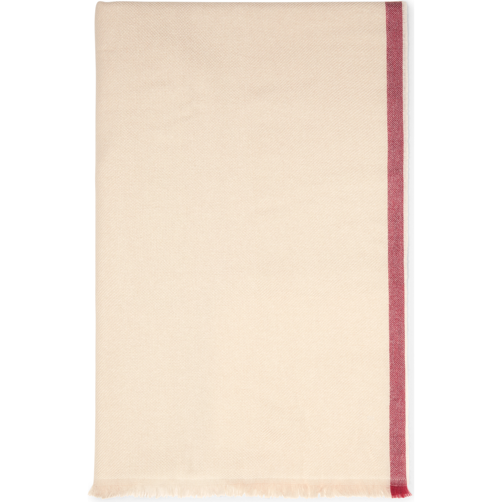 Brunello Cucinelli Cashmere Stripe-detail Diagonal Scarf In Buff