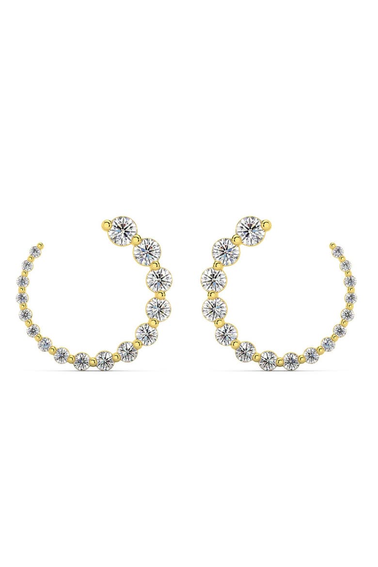 1 1/2Ct Graduated Diamond Circle Earrings 14k Gold Journey Studs Lab Grown, Main, color, 14k Yellow Gold