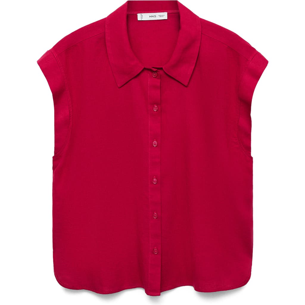 MANGO MANGO FLOWING LINEN BLEND BLOUSE
