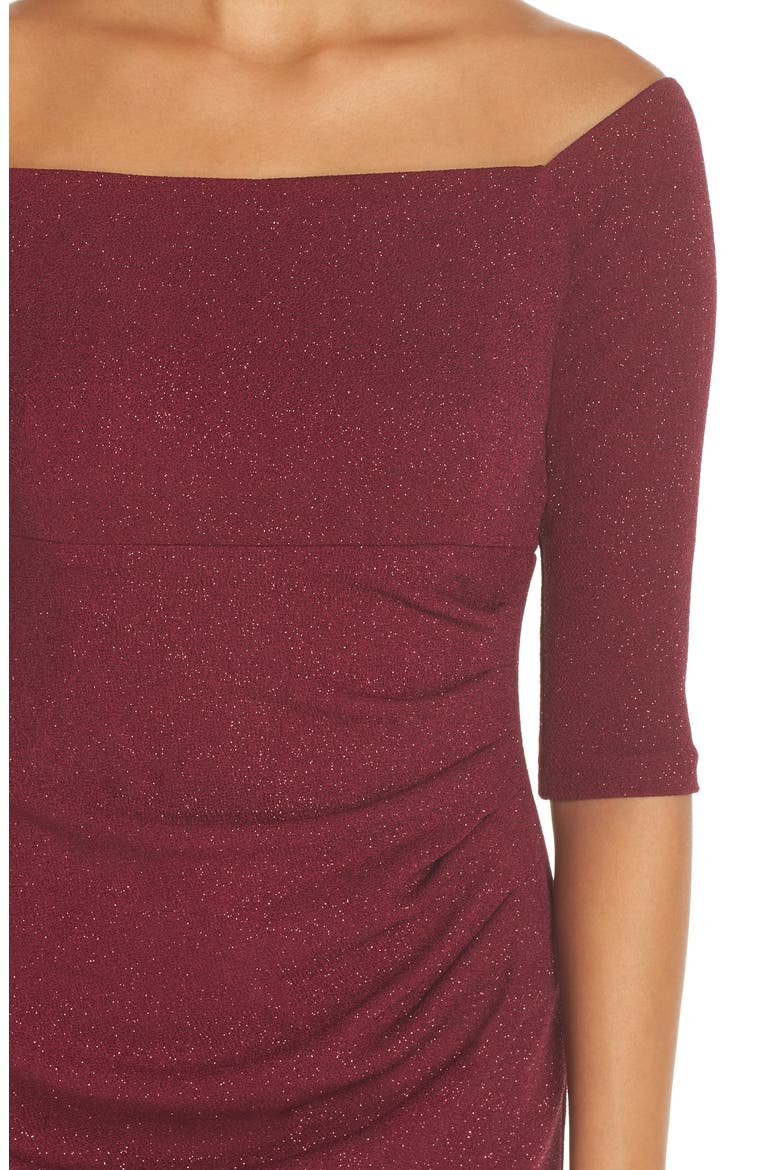 Off the Shoulder Sheath Dress, Alternate, color, WINE