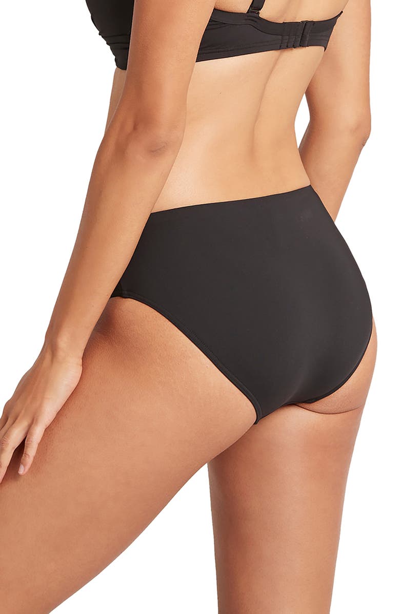 Sea Level Mid Bikini Bottoms, Alternate, color, Black