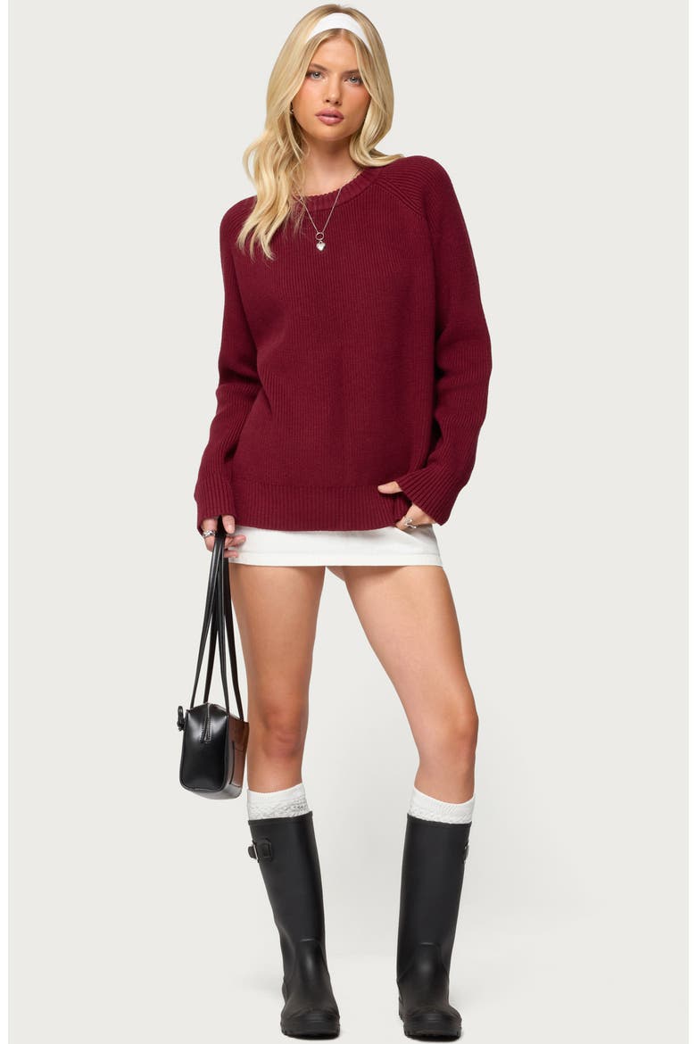 Lavonne Oversize Raglan Sweater, Alternate, color, BURGUNDY