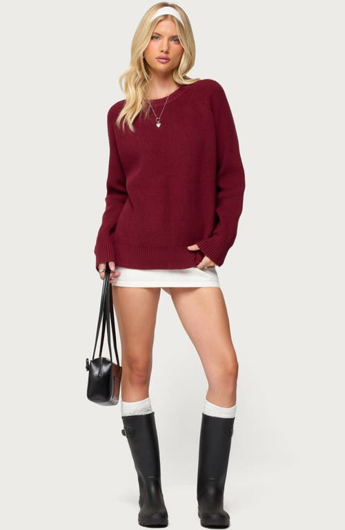 Edikted Lavonne Oversize Raglan Sweater In Burgundy