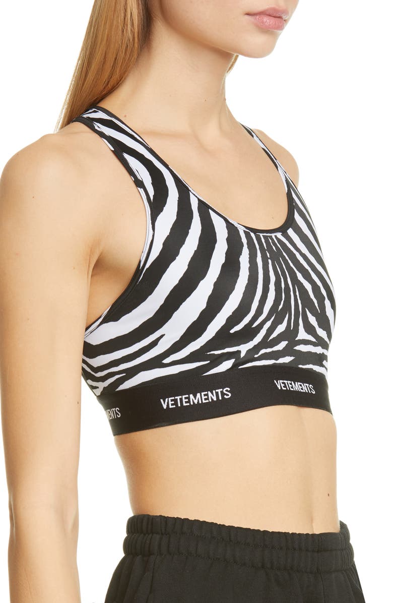 VETEMENTS Zebra Print Sports Bra, Alternate, color, 