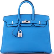 Pre-Owned Hermes Birkin Handbag Blue Togo with Palladium Hardware 25