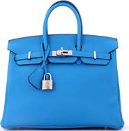 Pre-Owned Hermes Birkin Handbag Blue Togo with Palladium Hardware 25