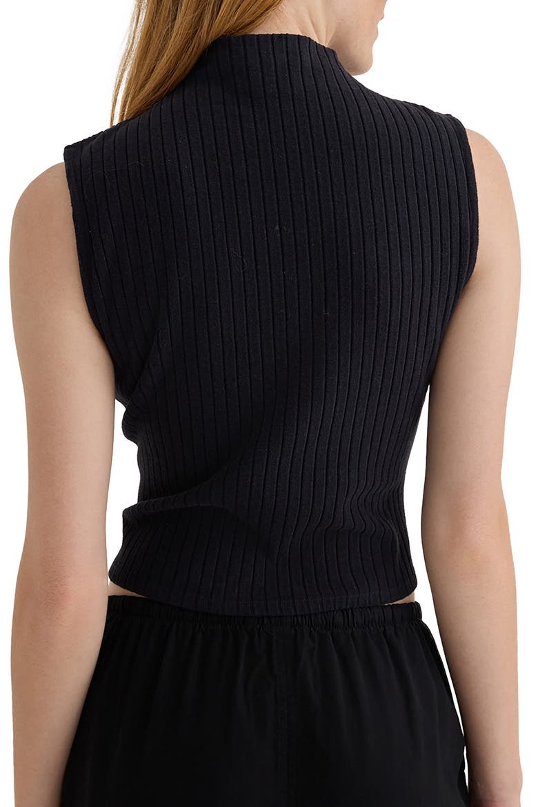 Funnel Neck Rib Tank, Alternate, color, BLACK