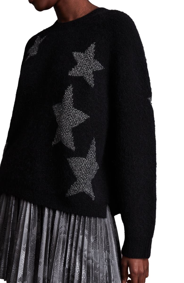 AllSaints Metallic Star Alpaca & Wool Blend Sweater, Alternate, color,